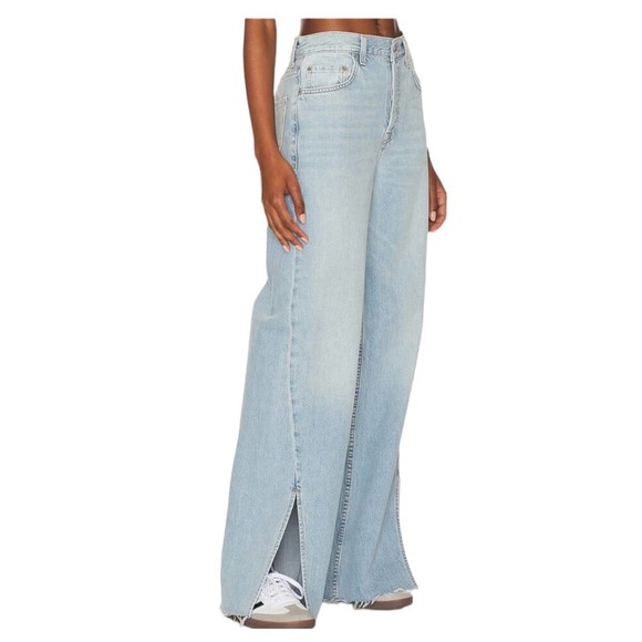 GRLFRND Blue Markie Extra Wide Low Rise Slit Hem Jeans - Picture 3 of 15